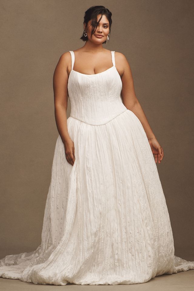 Jenny Yoo Aria Crinkled Habotai Corset Basque-Waist A-Line Wedding Gown #7