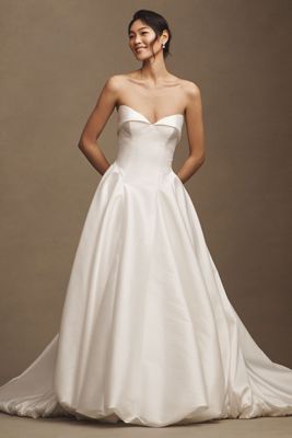 Jenny by Jenny Yoo Georgie Strapless Sweetheart Basque-Waist Bubble-Hem Wedding Gown