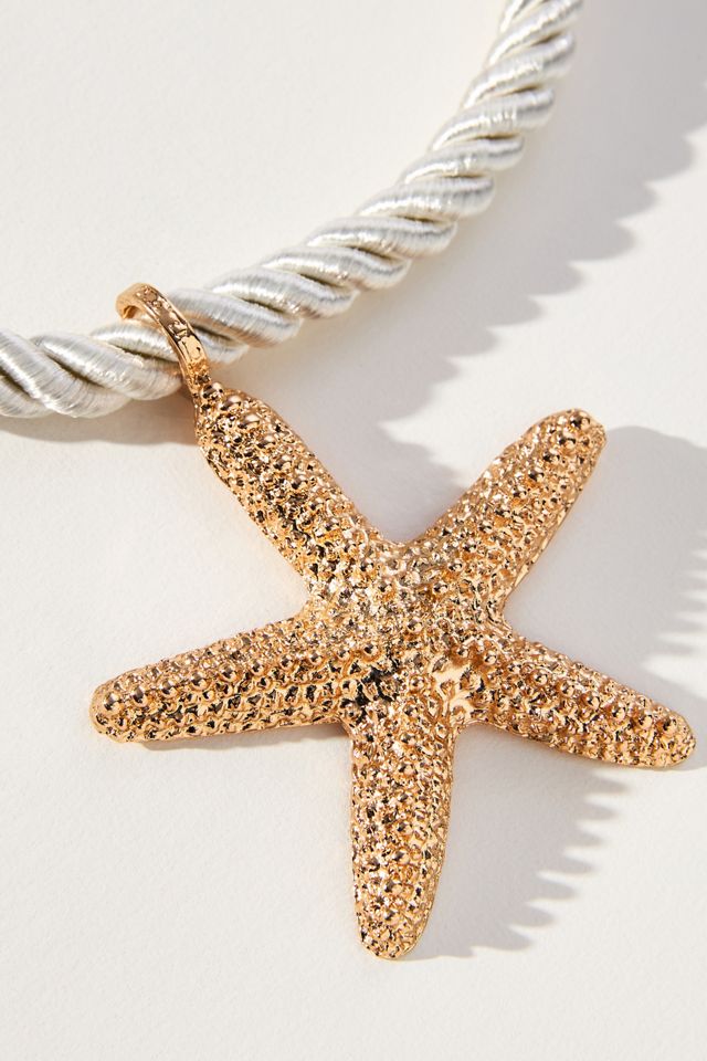 Starfish Shell Charm Rope Necklace #3