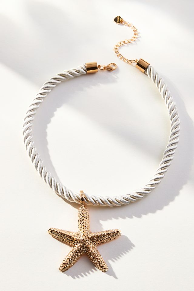 Starfish Shell Charm Rope Necklace #1