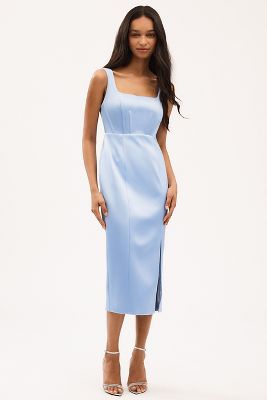 BHLDN Ellie Sleeveless Square-Neck Corset Midi Dress