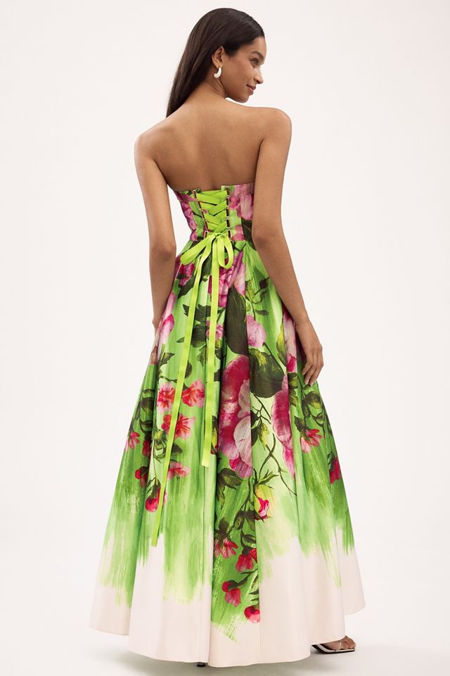 BHLDN Kira Strapless Printed Satin A-Line Maxi Dress #1