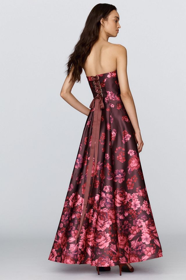 BHLDN Kira Strapless Printed Satin A-Line Maxi Dress #2