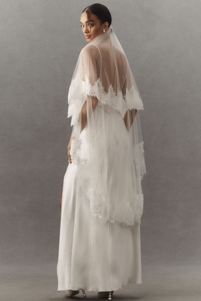 Twigs & Honey Alencon Lace-Trim Fingertip Veil #1