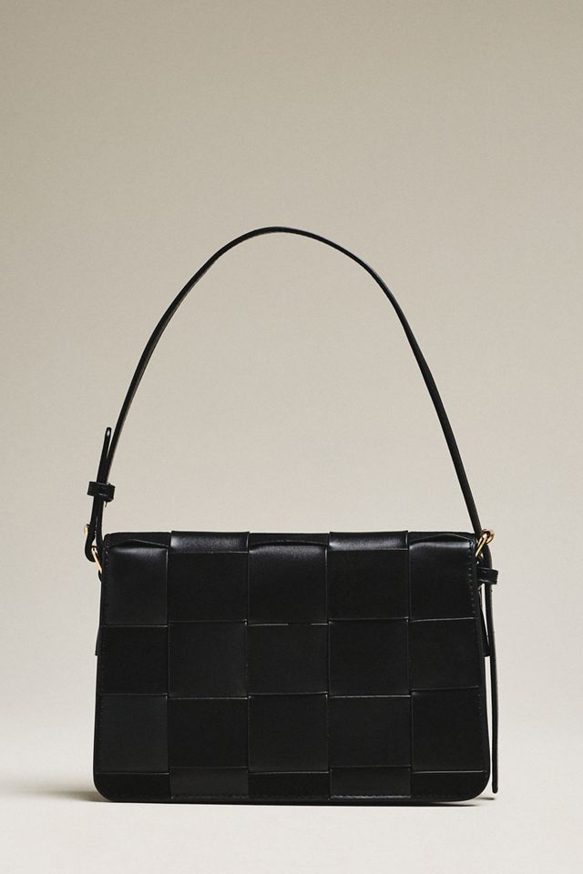 Faux-Suede Woven Shoulder Bag #1