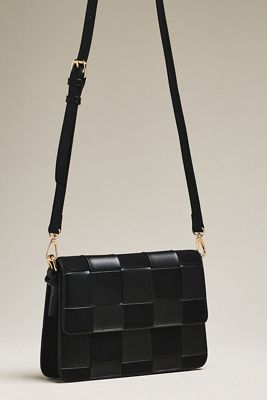 Faux-Suede Woven Shoulder Bag