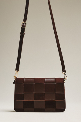 By Anthropologie Faux-suede Woven Shoulder Bag In Brown
