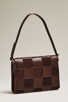 Faux-Suede Woven Shoulder Bag