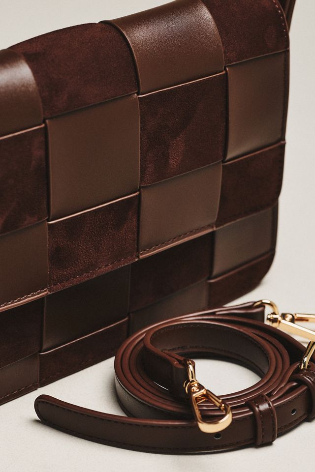 Faux-Suede Woven Shoulder Bag #2