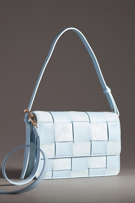 Faux-Suede Woven Shoulder Bag
