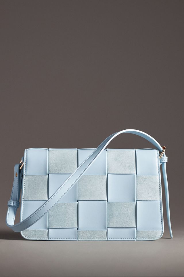 Faux-Suede Woven Shoulder Bag #1