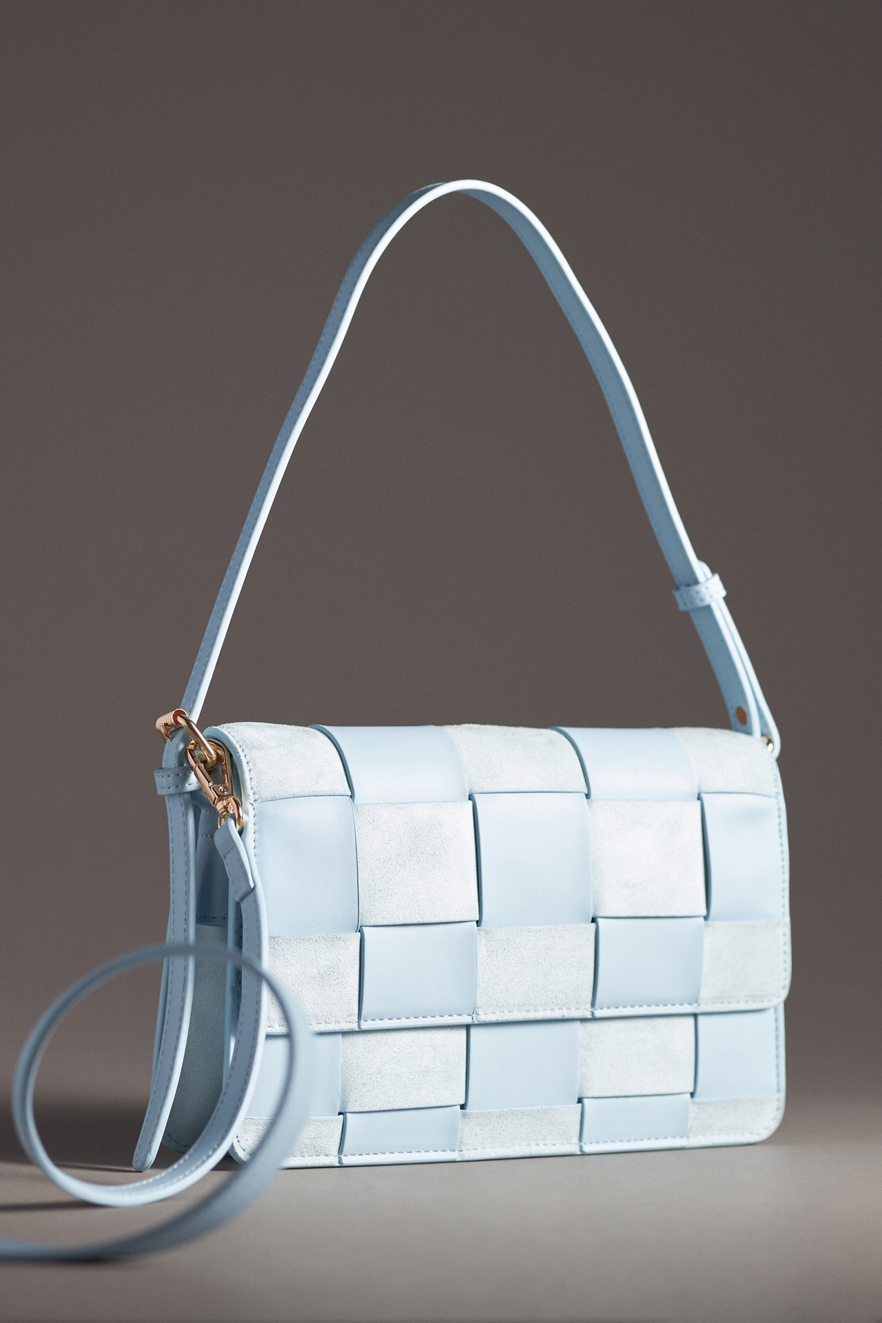 Faux-Suede Woven Shoulder Bag