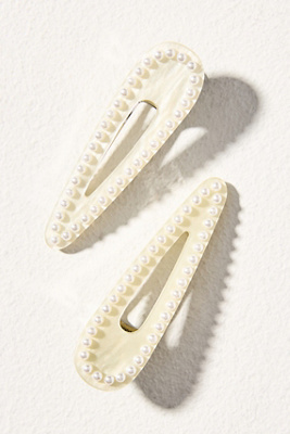 Pearl-Embellished Hair Clips, Set of 2 | Anthropologie display picture 2