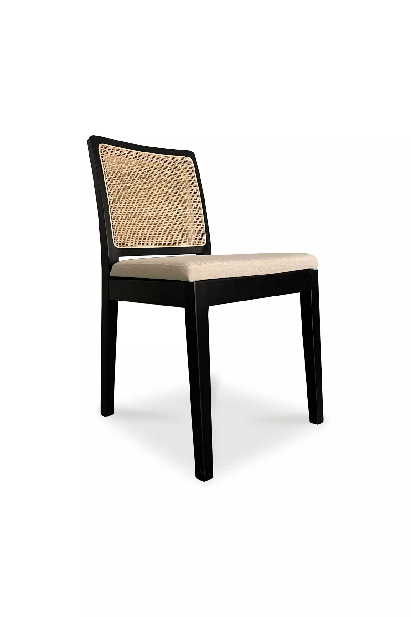 Three-quarter view of dining chair from right