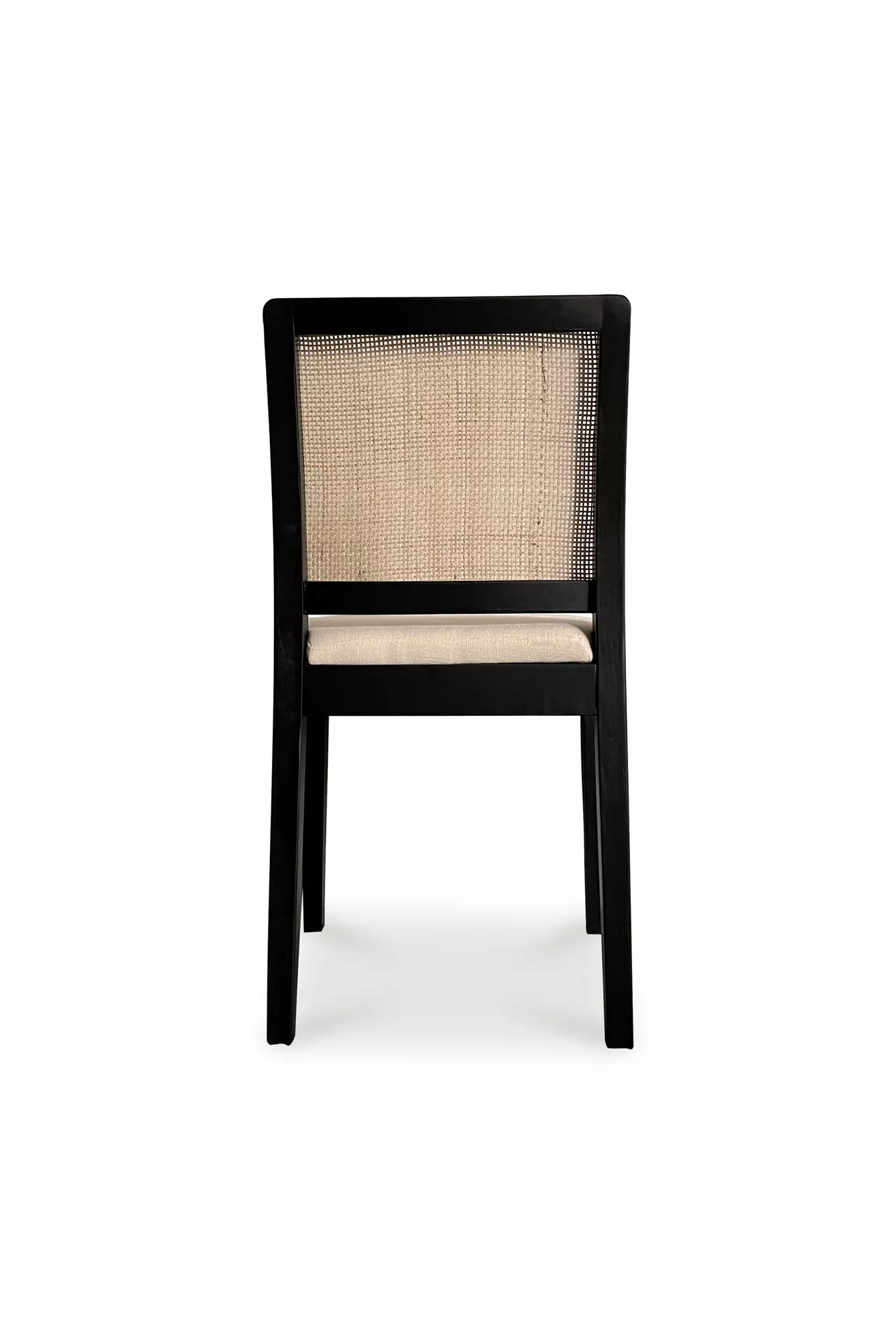 Back view of dining chair with cane panel