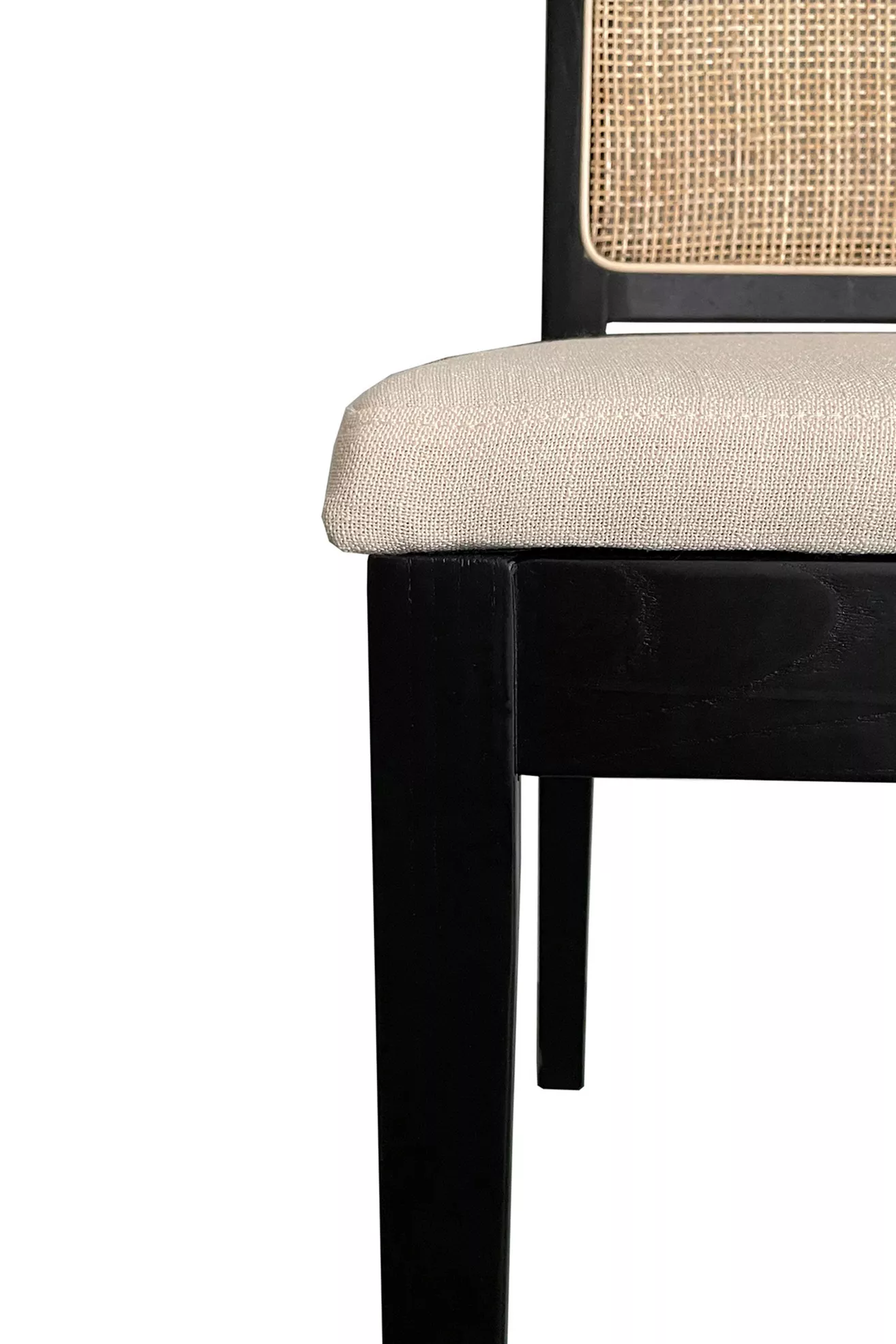 Close-up of seat corner showing upholstery