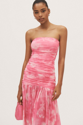 Bardot Solana Blurred Floral Drop Waist Mesh Maxi Dress