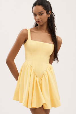 Bardot Larson Sleeveless Square-neck Corset Basque-waist Mini Dress