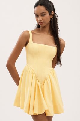 BHLDN Kali Long Sleeve Linen Fit & Flare Dress