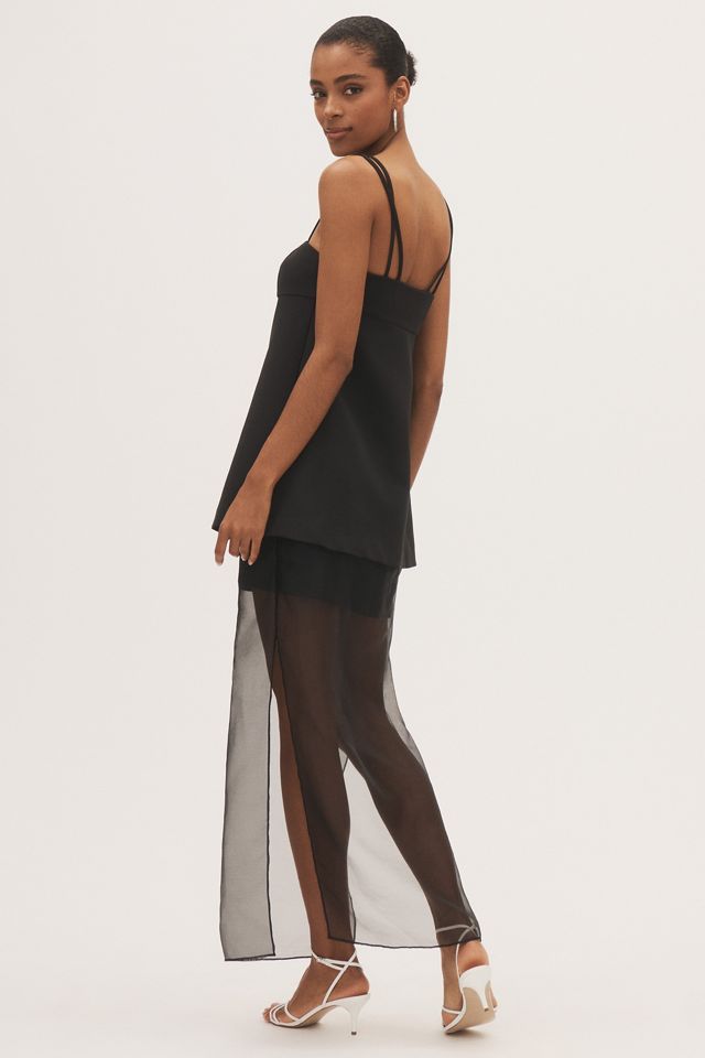 BHLDN Anna Sleeveless Satin Layered Sheer Crepe Maxi Dress #2