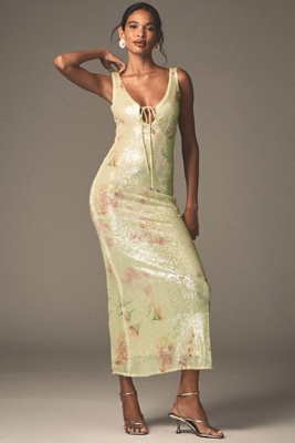 Eloda Sequin Scoop-Neck Midi Dress
