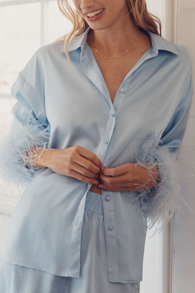 Hutch Faux-Feather Trim Short Pajama Set #3