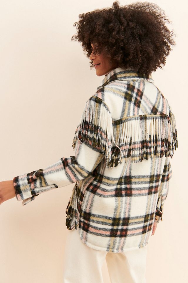 [BLANKNYC] Plaid Fringe Shirt Jacket #1
