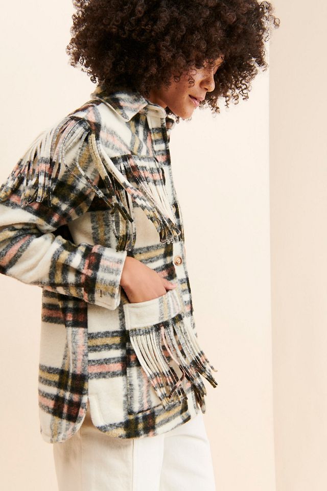 [BLANKNYC] Plaid Fringe Shirt Jacket #2