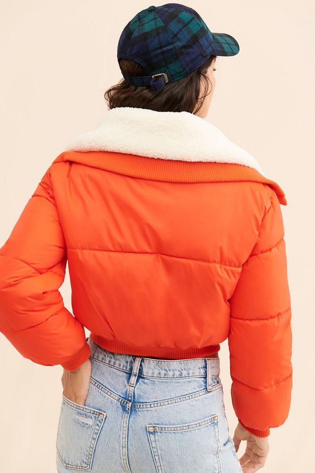 Maeve Sherpa Collar Cropped Puffer Jacket #1