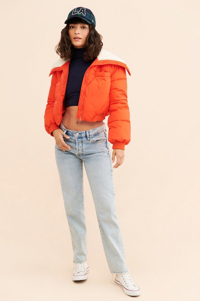 Maeve Sherpa Collar Cropped Puffer Jacket #3
