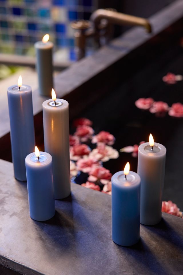 Flameless Wax Pillar Candle, Blue #2