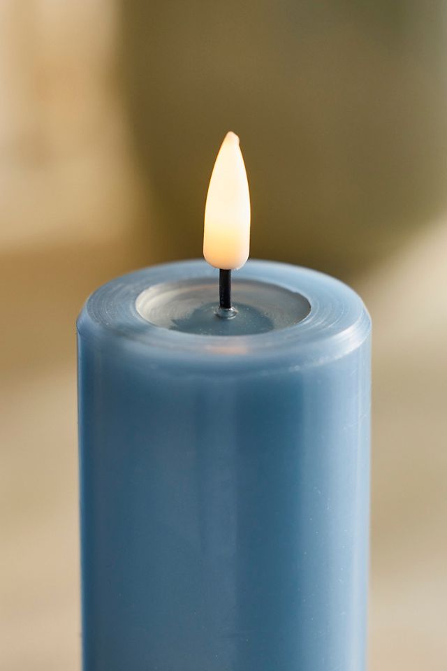 Flameless Wax Pillar Candle, Blue #1