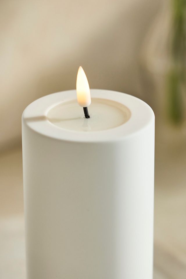 Flameless Wax Outdoor Pillar Candle, White #1