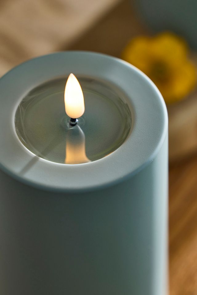 Flameless Wax Outdoor Pillar Candle, Moss #2