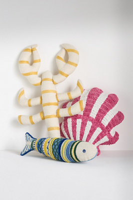 Anthropologie Sea Icon Crochet Shaped Cushion