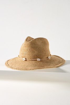 Wyeth Shell-trim Raffia Rancher In Beige