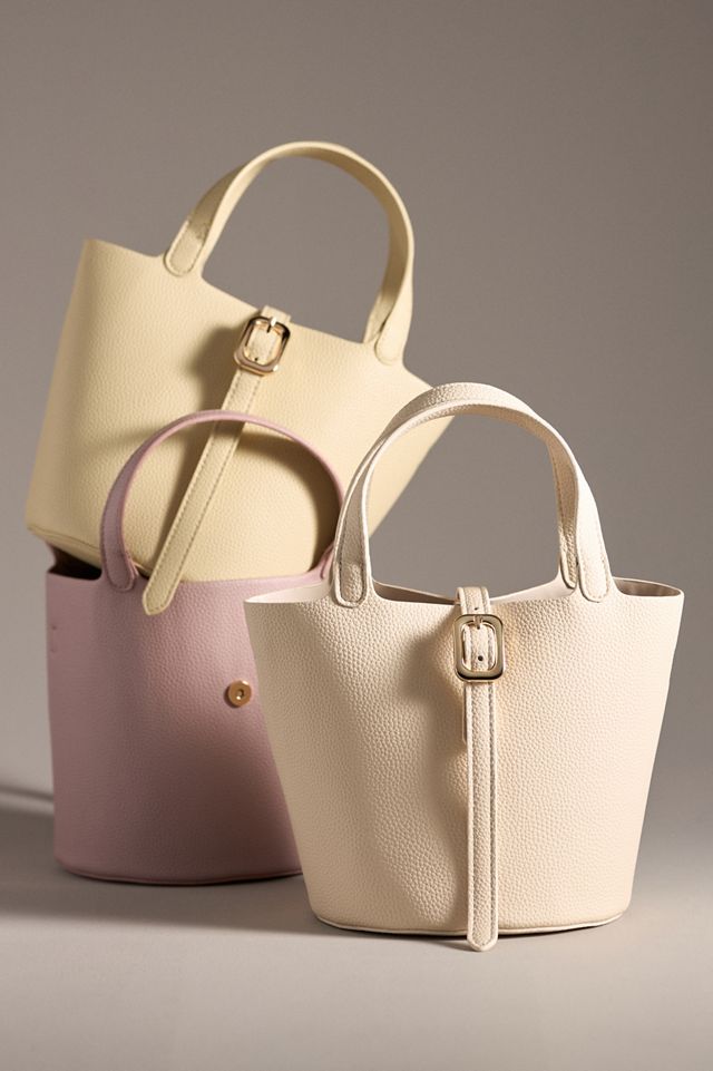 Mini Pebbled Faux-Leather Bucket Bag