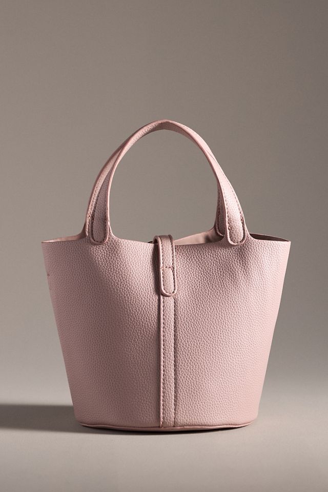 Mini Pebbled Faux-Leather Bucket Bag