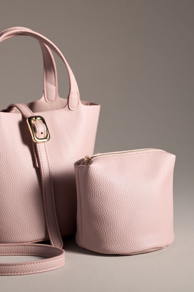 Mini Pebbled Faux-Leather Bucket Bag
