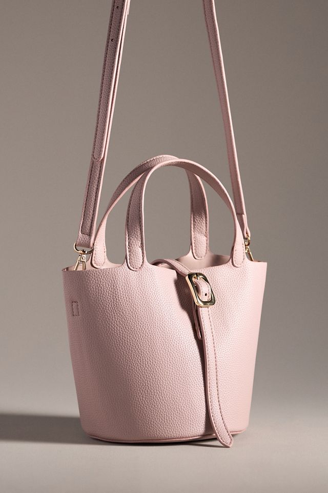 Mini Pebbled Faux-Leather Bucket Bag #1