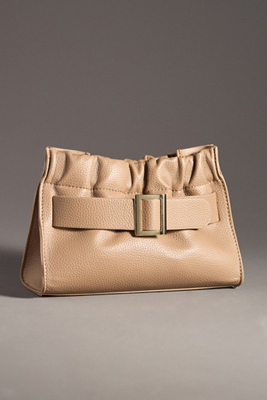 By Anthropologie Pebbled Buckle Clutch In Beige