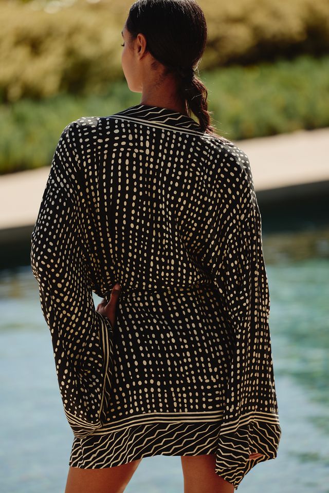 Bel Kazan Long-Sleeve Graphic Tie-Belt Top #1