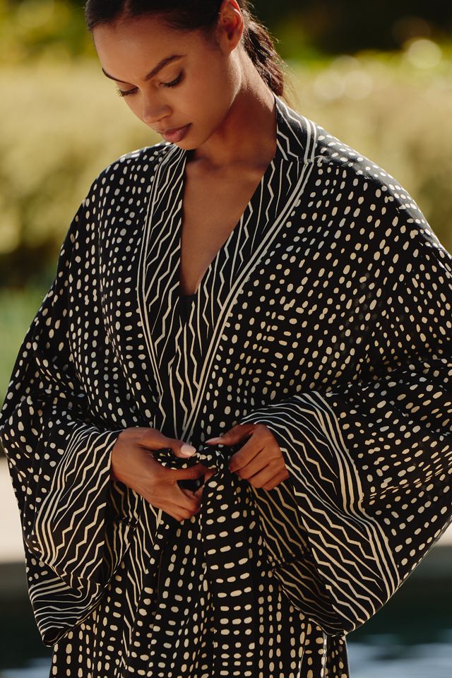 Bel Kazan Long-Sleeve Graphic Tie-Belt Top #3
