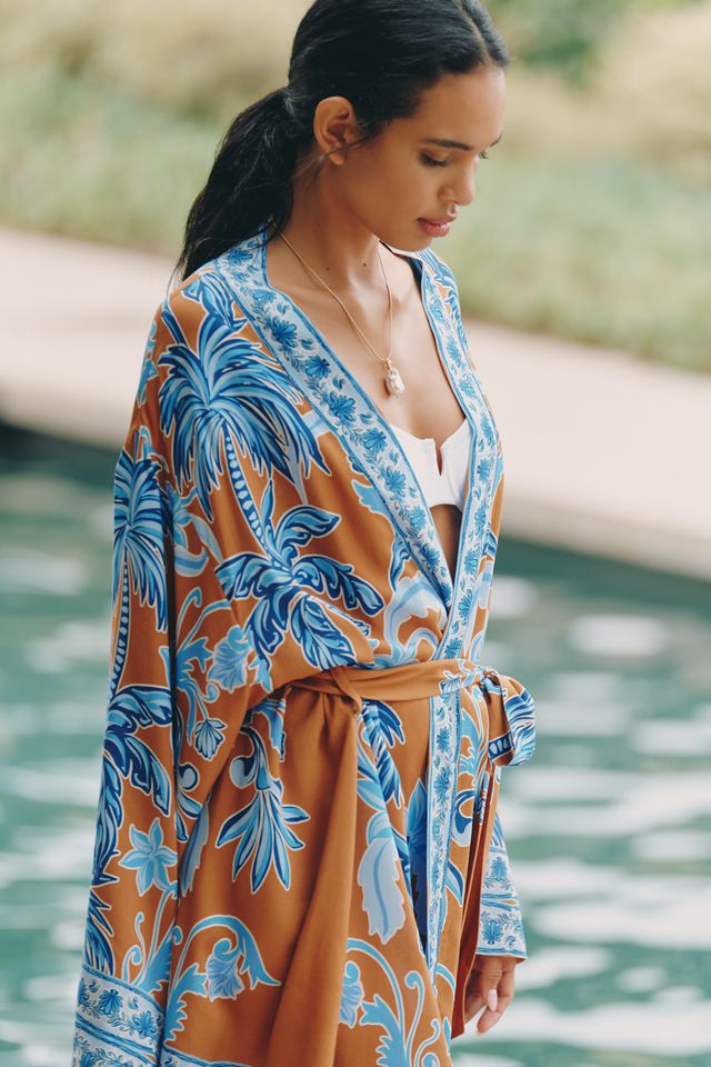 Bel Kazan Long-Sleeve Graphic Tie-Belt Top #1