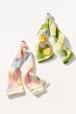 By Anthropologie Patterned Hair Scarves, Set Of 2 In Pink