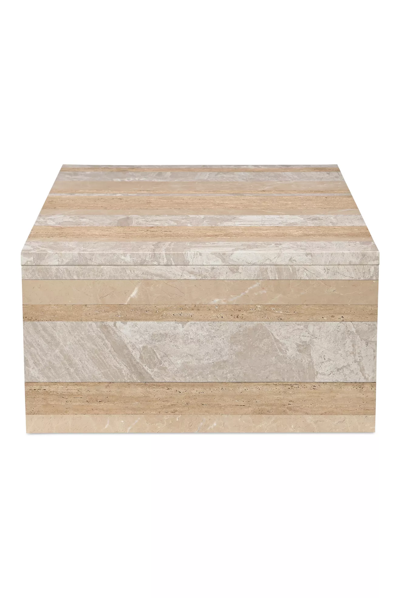 Top view of the striped marble block coffee table