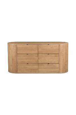 Anthropologie Theo Solid Oak Rounded Six-drawer Dresser