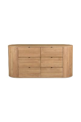 ANTHROPOLOGIE THEO SOLID OAK ROUNDED SIX-DRAWER DRESSER 