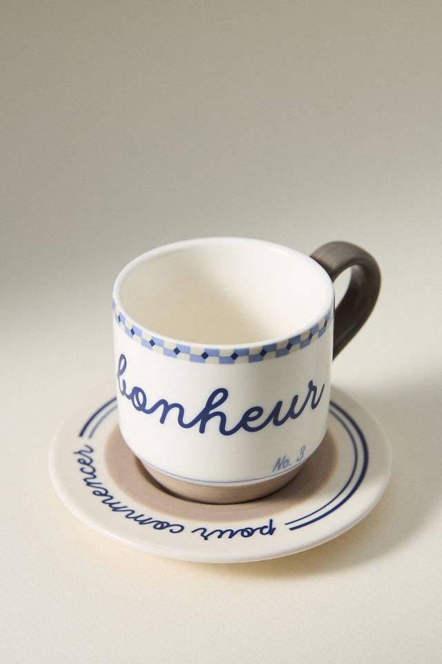 Tazza da Espresso e Piattino in Gres Dipinti a Mano Café Violette #4