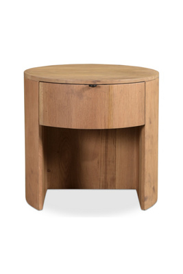 Anthropologie Theo Solid Oak Round One-drawer Nightstand